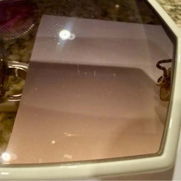 Dior Cream and Gold Square Sunglasses with Case - Picture 6 of 6